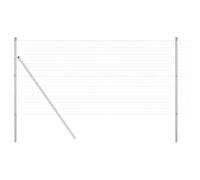 Rantry Fence with Posts Silver 1.4 x 10 m Steel Outdoor Courtyard Lawn Flower Bed Boundary Garden Metal Fence ZSSLW-UK3350456UK