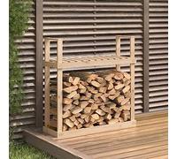 Rantry Firewood Rack 110x35x108.5 cm Solid Wood Pine, Firewood Log Rack, Firewood Storage Rack Shelf, Ventilation Metal Log Store Holder for Outdoor Indoor Wood Stand Set Log Rack Carrier