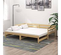 Rantry Pull-out Day Bed Solid Pinewood 2x, Pull-out Sofa Bed Frame for Day Sleeping, Guest Bed Sleepover, Occasional Bed Pull Out Resting Indoor Furniture Beds & Bed Frames