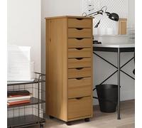 Rantry Rolling Cabinet with Drawers MOSS Honey Brown Solid Wood Pine, Rolling Filing Cabinet Mobile File Cabinet Drawer File Cabinet Home Office File Cabinet Type1