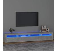Rantry TV Cabinet with LED Lights Concrete Grey 240x35x40 cm, Entertainment Centre TV Stand Cabinet, Living Room Sideboard Storage Chest, Media Unit Hifi Stereo Cabinet Stands