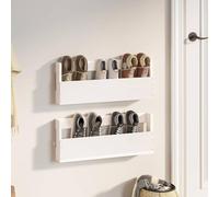 Rantry Wall-mounted Shoe Racks 2 pcs White 59x9x23 cm Solid Wood Pine, Shoe Storage Organiser, Shoe Stand, Wardrobe Storage Shoe Rack Unit for Hallway Living Room Bedroom Furniture