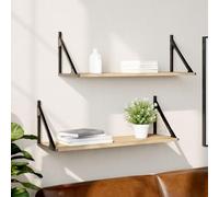 Rantry Wall Shelves 2 pcs Sonoma Oak 80x25x25.5 cm Engineered wood, Floating Shelves, Wall Mounted Shelf, Decorative Shelf for Bedroom, Bathroom, Living Room, Kitchen, Home Office