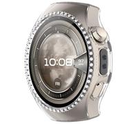 RanTuo Case Compatible with Huawei Watch 5 46mm, Hard PC, Anti-Fall, Half-Pack Protection, Single Row of Diamonds,Fashionable.(Transparent)