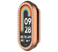 RanTuo Case Compatible with Xiaomi Smart Band 10 Fitness Tracker, Hard PC, Anti-Fall, Half-Pack Protection, Single Row of Diamonds,Fashionable.(Rose Gold)