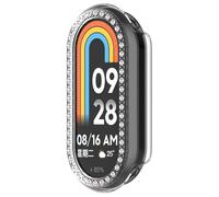 RanTuo Case Compatible with Xiaomi Smart Band 10 NFC, Hard PC, Anti-Fall, Half-Pack Protection, Single Row of Diamonds,Fashionable.(Transparent)