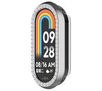 RanTuo Case Compatible with Xiaomi Smart Band 9 Fitness Tracker, Hard PC, Anti-Fall, Half-Pack Protection, Single Row of Diamonds,Fashionable.(Silver)