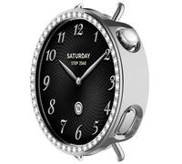 RanTuo Case Compatible with Xiaomi Watch S4 41mm, Hard PC, Anti-Fall, Half-Pack Protection, Single Row of Diamonds,Fashionable.(Silver)