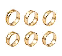 Ranuw 6Pieces Round Grooved Finger Ring Stainless Steel Inlay Ring Core Blank Grooved Finger Ring Settings for Men Women Ring Core Blank for Inlay Jewelry Making