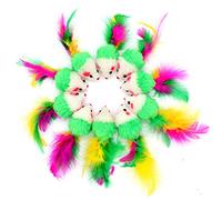 Ranvi 10 PCS 3 Inch Furry Pet Toys Mice Cat Toy Mouse Cat Catcher Toys with Feather Tails(Random Color)
