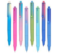 Ranvi 8 Pieces Gradient color Erasable Refillable & Retractable Fountain Pen, Extra Fine Nib 0.38mm(Pen cap with erasers)