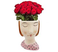 Ranvi Flower Vase for Decor, Modern Human Face Design Ceramic Vase, Tall Posy Bouquet Centerpiece for Indoor Home Office Farmhouse Shelf Table Decoration (about 6.5Inch Tall)(Girl)