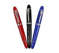 Ranvi JinHao 159 Fountain Pen With Sliver Trim, 0.5MM Medium Nib, 3 PCS,3 Colors (Black, Red, Blue)