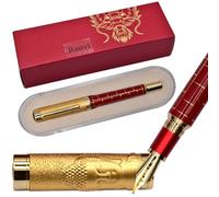 Ranvi Jinhao WUDAO Fountain Pen,Fine Nib,Golden Buddha statue Carving Cap Design,with Gift Box