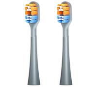RANVOO AirJet Bubble Electric Toothbrush Original Replacement Head, Conada Certified, Brushing & Flushing 2-in-1, Plaque Removal, Cleaning, 3-Day Whiter, Gum Care, 2 Packs, Whitening Bristles, Grey