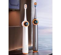 RANVOO [Vibrating & Flossing 2-in-1] Bubble Sonic Electric Toothbrush, 100% Plaque Removal, Whiter for Adult Protect Gum Orthodontic Teeth Cleaning Rechargeable Gift with 2 Soft Brush Heads Grey