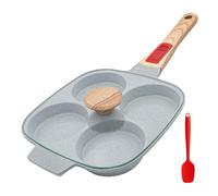 RANX INGST Egg Pan with Lid, Non Stick Ceramic Coating, 4 Cup Pancake Pan with Detachable Handle Burger Pan for Breakfast - Blue