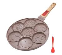 RANX INGST Pancake Pan with Detachable Handle, Non Stick Ceramic Coating, Mini Crepe Pan Pancake Mold 7 Holes for Kids - Brown