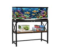 RANXFLOAT 30 Gallon Fish Tank Stand, Aquarium Stand with 2-Tier Storage Shelves, Rustic Brown Metal Frame Turtle Tank,Adjustable Height Design (30 Gallon)
