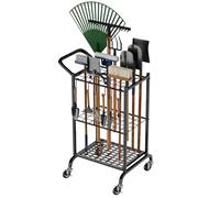 RANXFLOAT Garden Tool Organizer with Wheels Yard Tool Tower Rack for Garage Organization and Storage Up to 35 Long-Handled Tools Metal Tool Holder Black