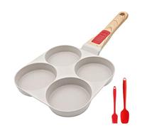 RANXINGST Egg Pan Induction, Non Stick 4 Cup Pancake Pan with Detachable Handle Burger Pan Egg Frying Pan for Breakfast - White