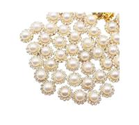 RANXIZY 100 Pieces Round Rhinestone Flower Buttons for Sewing,12mm Crystal Flatback Button for Garment DIY Craft Decoration(Pearls)