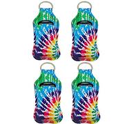 RANXIZY 4 Piece Hand Sanitizer Bottle Holder Keyring Neoprene Keychain for 30ML Gym Shampoo Lotion Soap Perfume and Liquids Travel Containers,Tie-dye