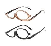 RANYAKE 2 Pcs Makeup Glasses Flip Up Lens,Magnifying Makeup Eyewear for Precision Application,Women Girls Magnifying Cosmetic Readerss with 2.5X Zoom for Women Make-up Essential