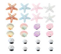 RANYAKE 24PCS Summer Shoes Charms,Beach Shoe Decoration Charm,Starfish Seashell Pearl Shoe Decoration,Multi-coloured Ocean Breeze Shoes Charms,For DIY Bracelet Wristbands Women Girls Boys