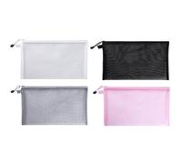 RANYAKE 4PCS Pencil Case Large Capacity,Clear Pencil,Nylon Mesh Pen Pouch,Multi-Functional Storage Pen Bag,for Boys,Girls,Exam,Work(Black/Grey/White/Pink)