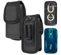 Ranyi for Unihertz Jelly Star Case, Unihertz Jelly 2 /Unihertz Jelly Pro/Unihertz Atom Case, Black Elastic Vegan Leather Wallet Holster Case with [Belt Metal Loop Clip] Magnetic Closure Wallet Case
