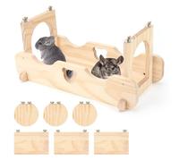 RANYPET Large Chinchilla Wood Suspension Bridge Set, Small Animals Wooden Bridge Ledges and Platform Chinchilla Jumping and Standing toys, Cage Sturdy Wooden Habitat for Sugar Gliders Rats Squirrel