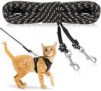 RANYPET Long Cat Lead, 9M/30FT Escape Proof Lightweight Cats Lead, Extendable Personalized Cat Leash for Training Playing Outdoor Yard, Reflective Leash for Cats, Puppy, Rabbit and Small Animals Black