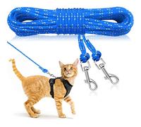 RANYPET Reflective Cat Lead, 4.5M/15FT Escape Proof Walking Cat Leash, extendable Personalized Cats Leash for Training Playing Outdoor Yard, Long Lead for Kitten, Puppy, Rabbit and Small Animals Blue