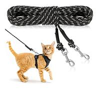 RANYPET Reflective Long Cat Lead, 4.5M/15FT Escape Proof Lightweight Cat Leash, Extendable Personalized Cat Lead for Training Playing Outdoor, Lead for Kitten, Puppy, Rabbit and Small Animals Black