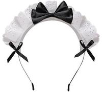 RANYUNSYZ 1 Pc Black Cute Lolita Headband Lace Bow Hair Band Maid Anime Cosplay Headwear Ribbon Bowknot Party Hair Accessories for Women