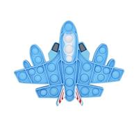 RANZAH Airplane Shape Pop It Fidget Toy - Silicone Sensory Bubble Push Toy for Kids & Adults, Stress Relief, Anxiety & ADHD Calming Toy, Reusable Travel Toy (Blue Jet Design (Aeroplane)