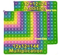 Ranzah Educational Pop Fidget Toy 12x12 Multiplication &12+12 Addition Bubble Popper Sensory Maths Chart ADHD Stress Anxiety Relief Kids School Learning Gift Squishy Squeeze Travel Toy (Macron-1)
