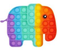 Ranzah Elephant Pop It Fidget Toy - Rainbow Sensory Bubble Push Toy for Kids & Adults | Stress & Anxiety Relief, Travel Friendly, Washable Silicone, Great Gift for Children & Families (Elephant)