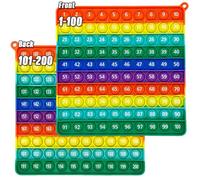 Ranzah Pop Fidget Toy 1-200 Number Math Chart Push Pop Sensory School Toy For Kids Squeeze Learning Toy ADHD Stress Anxiety Relief Bubble Toy Montessori Squishy Toddler Toy (1-200 Numbers)