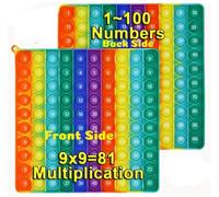 Ranzah Pop Fidget Toy Multiplication & Numbers Chart Bubble Popper Sensory Poppet ADHD Stress Anxiety Relief School Learning Maths Gift Toy Squishy Squeeze Travel Toy (1-100 Chart 9X9 Multiplication)