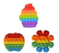 Ranzah Pop Fidget Toys Ice Cream Apple Sunflower 3 pc Set Push Pop Bubble Sensory Toy For Kids & Adults Travel Poppet Toy Squishy Toy For Gifts & Parties ADHD Stress Relief Squeeze Toddler Toy