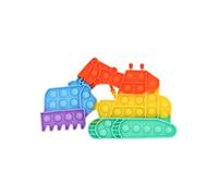 Ranzah Pop It Fidget Toy Excavator Silicone Bubble Sensory Stress Relief Toy for Kids and Adults, Autism ADHD Anxiety Calming Push Pop Construction Truck Toy, Party Favor Gift for Boys Girls(Digger)