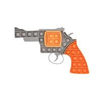 RANZAH Pop It Fidget Toy Gun - Silicone Bubble Sensory Toy, Stress Relief & Anxiety Relief Toy for Kids and Adults, Portable Push Pop Toy Gift Orange & Gray Revolver