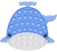 Ranzah Whale Shaped Pop It Fidget Toy, Silicone Push Pop Bubble Sensory Toy for Kids & Adults, Anti-Stress Autism ADHD Anxiety Relief Toy, Reusable Popper Toy( Blue Whale)