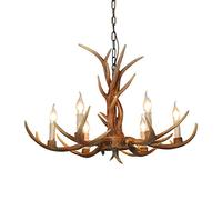 RANZIX Antlers Chandelier, Antler Ceiling Light, Lamp, Resin 6 Light for Study Room, Office, Dining Room, Bedroom, Living Room Chandelier