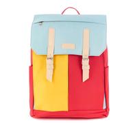 RANZN Amsterdam Premium School Backpack, Water Resistant School Bag, Daypack with Laptop Compartment for 15 Inch Notebook, Adjustable Strap, Light blue/yellow/red, 30 x 43 x 10 cm, Daypack Backpacks