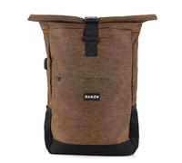 RANZN® London Premium Backpack Men & Women Rolltop Leisure Backpack with USB Charging Port Water Resistant Anti-Theft Hiking Backpack with Laptop Compartment, brown