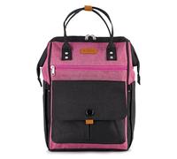 RANZN® Paris Premium Women's Backpack Daypack with Carry Handles, Adjustable Shoulder Straps, Water Resistant with USB Charging Port, Breathable, for 15.6 Inch Laptop, Pink-black