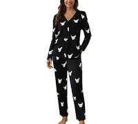 raoieykaxu Co Ords Sets for Women UK 2 Piece Outfits Classic Grid Fashion Leisure Linen Pyjamas for Women Skin-Friendly Casual Womens Lounge Nightwear Cotton Ladies Pyjama Sleep & Lounge Black